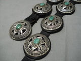 Best Vintage Native American Navajo Green Turquoise Sterling Silver Concho Belt Old-Nativo Arts
