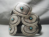 One Of Best Vintage Native American Navajo Turquoise Sterling Silver Hat Concho Belt Old-Nativo Arts
