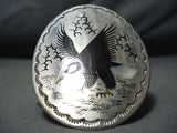 Biggest Best Vintage Native American Navajo Flying Eagle Sterling Silver Bracelet Cuff-Nativo Arts