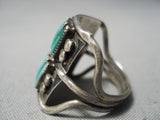 Marvelous Vintage Zuni Native American Needle Turquoise Sterling Silver Ring-Nativo Arts