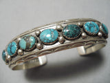 Astounding Vintage Native American Navajo Spiderweb Turquoise Sterling Silver Bracelet Old-Nativo Arts