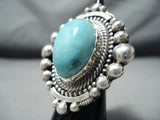 Dynamic Zuni Blue Gem Turquoise Sterling Silver Ring Native American-Nativo Arts