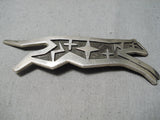 Important Vintage Hopi Duane Maktima Sterling Silver Cat Pin Native American-Nativo Arts