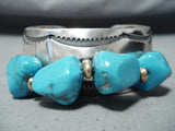 Important Turquoise Chunk Vintage Native American Navajo Sterling Silver Bracelet-Nativo Arts