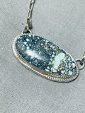 One Of The Finest Vintage Native American Navajo New Lander Turquoise Sterling Silver Necklace-Nativo Arts