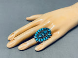 One Of The Finest Vintage Native American Zuni Turquoise Sterling Silver Ring Old-Nativo Arts