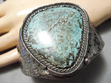 One Of Biggest Best Vintage Native American Navajo Green Turquoise Sterling Silver Bracelet-Nativo Arts