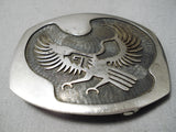Native American Hopi Eagle Vintage Sterling Silver Handmade Buckle-Nativo Arts