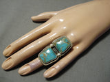 One Of Best Vintage Native American Navajo Martinez Turquoise Sterling Silver Heavy Ring-Nativo Arts