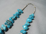 Very Chunky Vintage Native American Navajo Deep Blue Turquoise Heishi Necklace Old-Nativo Arts