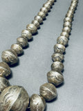 Authentic Vintage Native American Navajo Hand Tooled Sterling Silver Necklace-Nativo Arts