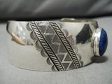 Striking Vintage Navajo Oval Lapis Sterling Silver Native American Bracelet-Nativo Arts