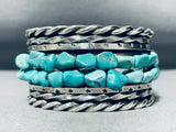 One Of The Most Unique Vintage Native American Navajo Turquoise Coil Sterling Silver Bracelet-Nativo Arts