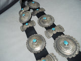 Huge Heavy Vintage Native American Navajo Sleeping Beauty Turquoise Sterling Silver Concho Belt-Nativo Arts