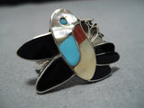 Wonderful Vintage Zuni Native American Sterling Silver Hummingbrd Turquoise Ring-Nativo Arts