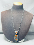 Very Intricate Native American Navajo Turquoise Inlay Sterling Silver Necklace-Nativo Arts