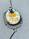 One Of The Most Detailed Vintage Native American Zuni Turquoise Kachina Sterling Silver Necklace-Nativo Arts