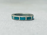 Very Old And Intricate Vintage Native American Zuni Turquoise Inlay Sterling Silver Ring-Nativo Arts