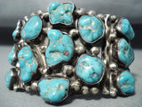 Nora Nelson Vintage Native American Navajo Blue Gem Turquoise Sterling Silver Bracelet-Nativo Arts