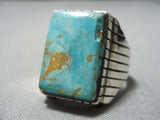 Huge Heavy Me's Native American Navajo Royston Turquoise Sterling Silver Ring-Nativo Arts