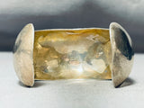 Rare Turquoise Mine Vintage Native American Navajo Sterling Silver Bracelet Cuff-Nativo Arts