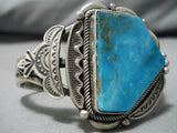 Striking Vintage Native American Navajo Blue Diamond Turquoise Sterling Silver Bracelet Old-Nativo Arts