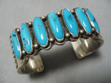 Roy Begay Vintage Native American Navajo Torpedo Turquoise Sterling Silver Bracelet Cuff-Nativo Arts