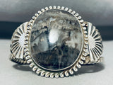 Fog Black Agate Vintage Native American Navajo Sterling Silver Bracelet-Nativo Arts