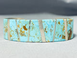 One Of The Best Vintage Native American Navajo #8 Turquoise Inlay Sterling Silver Bracelet-Nativo Arts