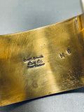 Native American Orville Tsinnie Hard Workmanship Rare Jet Bracelet Cuff-Nativo Arts