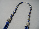 One Of The Best Vintage Native American Navajo Lapis Sterling Silver Necklace Old-Nativo Arts