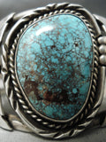Important Vintage Native American Navajo Lone Mountain Turquoise Sterling Silver Bracelet Old-Nativo Arts