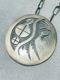 Native American Incredible Vintage Hopi Kachina Sterling Silver Hand Carved Necklace-Nativo Arts