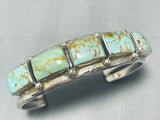 Native American Myra Nastacio Vintage Navajo Squared Royston Turquoise Sterling Silver Bracelet-Nativo Arts