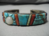 Museum Quality Vintage Native American Navajo 3d Inlay Sterling Silver Bracelet Cuff Old-Nativo Arts