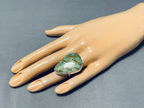 Huge Native American Green Turquoise Sterling Silver Ring-Nativo Arts