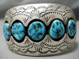 Important 3d Technique Vintage Native American Navajo Turquoise Sterling Silver Bracelet-Nativo Arts