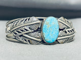 One Of The Most Unique Leaf Vintage Native American Navajo Turquoise Sterling Silver Bracelet-Nativo Arts