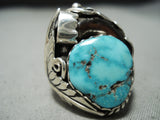 Authentic Badger Native American Navajo Turquoise Sterling Silver Ring-Nativo Arts