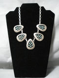 Quality Snake Eyes Turquoise Vintage Native American Navajo Sterling Silver Shadow Necklace Old-Nativo Arts