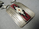 Rare Vintage Navajo Beaded Rug Sterling Silver Native American Necklace Old-Nativo Arts