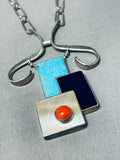 One Of The Most Unique Native American Zuni Contemporist Sterling Silver Necklace-Nativo Arts