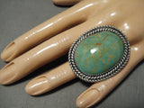One Of The Biggest Native American Navajo Royston Turquoise Sterling Silver Ring-Nativo Arts