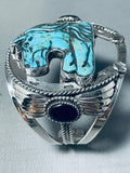 Native American Important Francisco Gomez Hand Carved Horse Turquoise Sterling Silver Bracelet-Nativo Arts