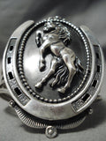 Bucking Horse Native American Navajo Sterling Silver Nativew American Bracelet Cuff-Nativo Arts