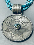 One Of The Most Detailed Ever Vintage Native American Navajo Turquoise Sterling Silver Necklace-Nativo Arts