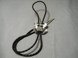 Magnificent Vintage Native American Navajo Detailed Toad Sterling Silver Bolo Tie-Nativo Arts