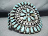 Phenomenal Vintage Native American Navajo Turquoise Cluster Sterling Silver Bracelet-Nativo Arts
