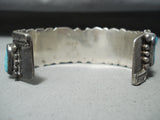 Signed Vintage Native American Navajo Morenci Turquoise Sterling Silver Bracelet-Nativo Arts