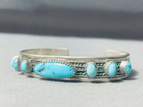 Breathtaking Vintage Native American Navajo Turquoise Row Sterling Silver Bracelet Cuff-Nativo Arts